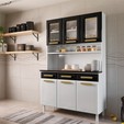 Armário de Cozinha de Aço Kit Triplo Telasul ágata com Vidro Branco/Preto