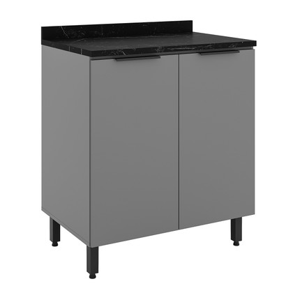 Balcão de Cozinha Lumina 800mm com Tampo 2 Portas Cinza/Cinza