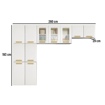Cozinha de Aço Compacta Telasul ágata Branco 3 Vidros 3 Peças