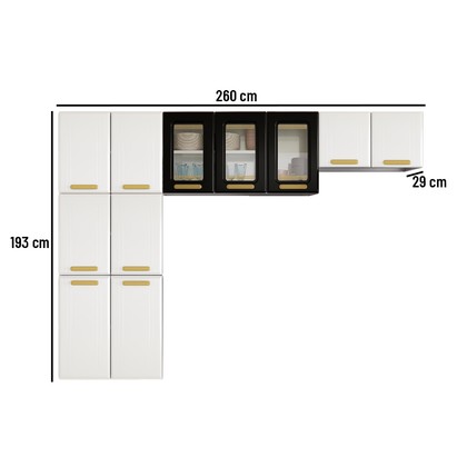 Cozinha de Aço Compacta Telasul ágata 3 Vidros 3 Peças Branco/Preto