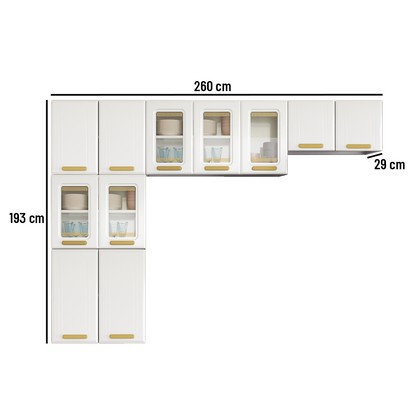 Cozinha de Aço Compacta Telasul ágata Branco 5 Vidros 3 Peças
