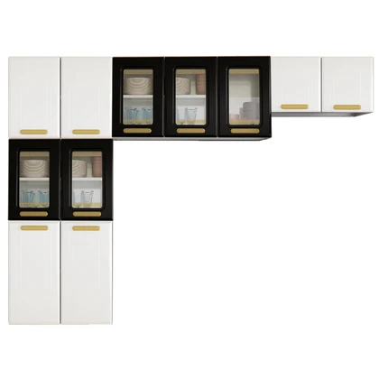 Cozinha de Aço Compacta Telasul ágata Branco/Preto 5 Vidros 3 Peças