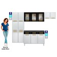 Cozinha de Aço Completa Telasul ágata Branco/Preto 3 Vidros com Balcão