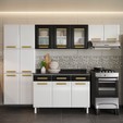 Cozinha de Aço Completa Telasul ágata Branco/Preto 3 Vidros com Balcão