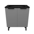 Balcão de Cozinha Lumina 800mm para Cooktop 4 Bocas com Tampo 2 Portas Cinza/Cinza