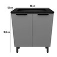 Balcão de Cozinha Lumina 800mm para Cooktop 4 Bocas com Tampo 2 Portas Cinza/Cinza