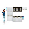 Cozinha de Aço Completa Telasul ágata Branco/Preto 3 Vidros com Balcão de Pia