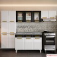 Cozinha de Aço Completa Telasul ágata Branco/Preto 3 Vidros com Balcão de Pia