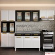 Cozinha de Aço Completa Telasul ágata Branco/Preto com Balcão para Pia
