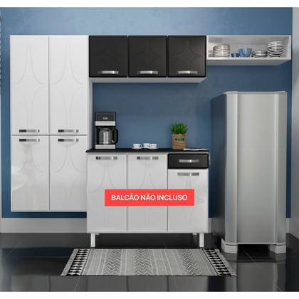 Cozinha de Aço Compacta Telasul Rubi Smart 3 Peças Branco/Preto