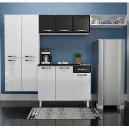 Cozinha de Aço Compacta Telasul Rubi Smart Branco 4 Peças Branco/Preto