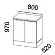 Balcão de Cozinha Lumina 800mm com Rodapé e Tampo 2 Portas Cinza/Cinza