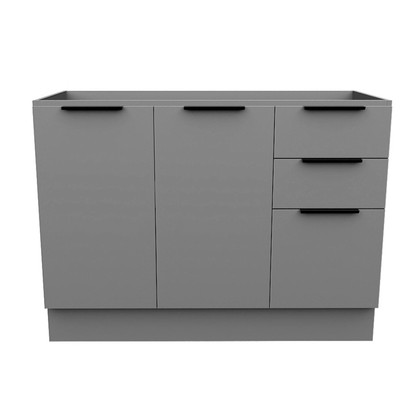 Balcão de Cozinha Lumina 1200mm com Rodapé sem Tampo 2 Portas e 3 Gavetas Cinza/Cinza