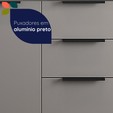 Balcão de Cozinha Lumina 1200mm com Rodapé sem Tampo 2 Portas e 3 Gavetas Cinza/Cinza