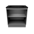 Balcão de Cozinha Lumina 800mm com Rodapé para Cooktop 4 Bocas com Tampo 2 Portas Cinza/Cinza