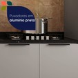 Balcao Lumina 800mm C/ Rod P/Cooktop 4b C/Tam 2pt Cinza/Cinza