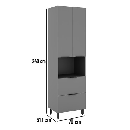 Paneleiro Lumina 700mm P/Micro 2pt 1pt Bas 1gv Cinza/Cinza