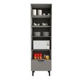 Paneleiro de Cozinha Lumina 700mm para Micro 2 Portas com Vidro 1 Porta Basculante e 1 Gaveta Cinza/Cinza