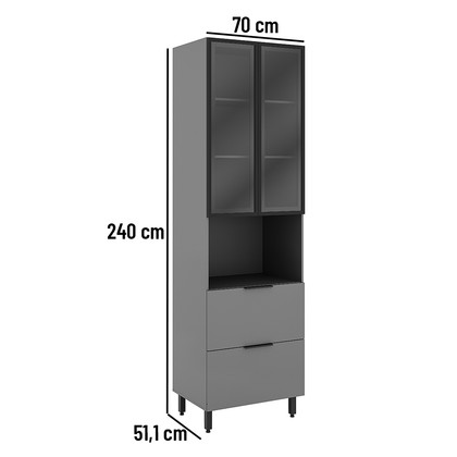 Paneleiro Lumina 700mm P/Micro 2pt C/V 1pt Bas 1gv Cinza/Cinza