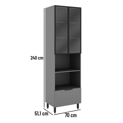Paneleiro Lumina 700mm P/Micro e Forno 2pt C/V 1gv Cinza/Cinza