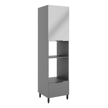 Paneleiro Lumina 600mm P/Micro e Forno 1pt 1gv Cinza/Cinza