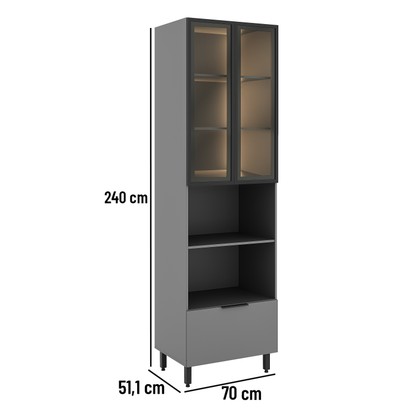 Paneleiro Lumina 700mm C/Ilumin P/Mic e For 2pt C/V 1gv Cinza/Cinza
