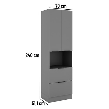 Paneleiro Lumina 700mm C/Rod P/Micro 2pt 1pt Bas 1gv Cinza/Cinza