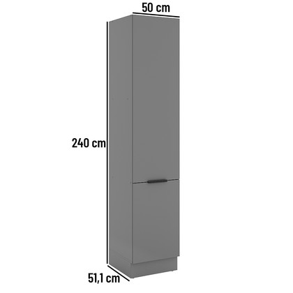 Paneleiro de Cozinha  Lumina 500mm com Rodapé 2 Portas Cinza/Cinza