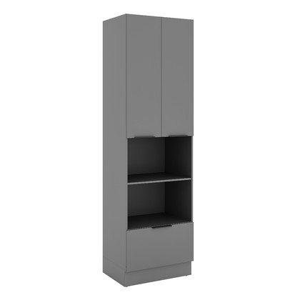 Paneleiro Lumina 700mm C/Rod P/Micro e Forno 2pt 1gv Cinza/Cinza