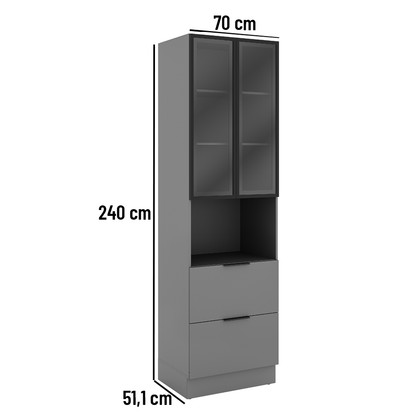 Paneleiro Lumina 700mm C/Rod P/Micro 2pt C/V 1pt Bas 1gv Cinza/Cinza