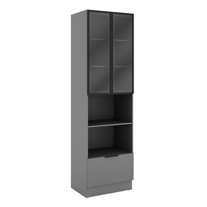 Paneleiro Lumina 700mm C/Rod P/Micro e Forno 2pt C/V 1gv Cinza/Cinza