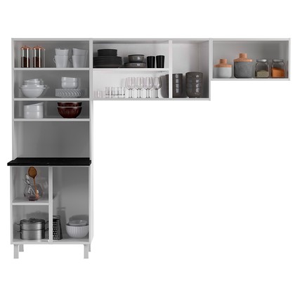Cozinha de Aço Compacta Diamante 3 Peças Branco/Preto - Telasul