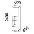 Paneleiro de Cozinha Lumina 600mm com Rodapé para Micro e Forno de Embutir 1 Porta  e 1 Gaveta Cinza/Cinza
