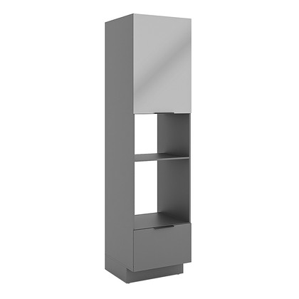 Paneleiro de Cozinha Lumina 600mm com Rodapé para Micro e Forno de Embutir 1 Porta  e 1 Gaveta Cinza/Cinza