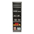 Paneleiro de Cozinha Lumina 700mm com Iluminacão e com Rodapé 2 Portas com Vidro  Cinza/Cinza