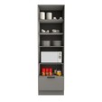 Paneleiro de Cozinha Lumina 700mm com Iluminacão e com Rodapé para Micro 2 Portas com Vidro 1 Porta Basculante e 1 Gaveta Cinza/Cinza