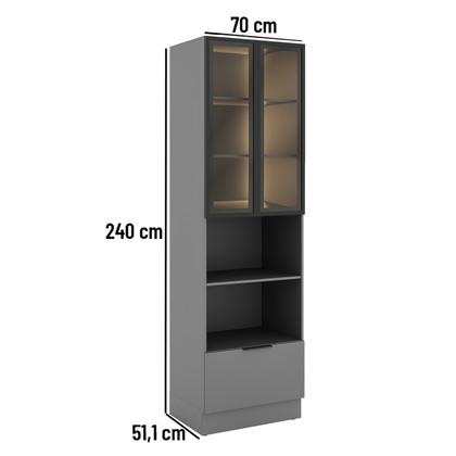 Paneleiro Lumina 700mm C/Ilumin C/Rod P/Mic e For 2pt C/V 1gv Cinza/Ci