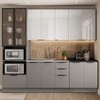 Cozinha Telasul Lumina 5 Peças com Paneleiro para Forno e Micro e Vidro Fumê Cinza