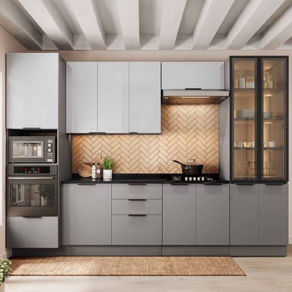 Cozinha Lumina 6 Peças Cooktop 04 Bocas Torre Quente - Forno de Embutir e Led