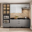 Cozinha Lumina 5 Peças com Iluminação, Cooktop 04 Bocas e Armário Simples