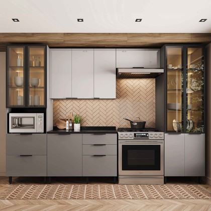 Cozinha Lumina 5 Peças com Vidro e Led