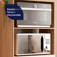 Balcão para Forno e Micro-Ondas âmbar 2 Portas 1 Gaveta Freijó/Branco