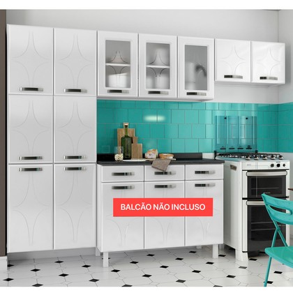 Cozinha de Aço Compacta Rubi 3 Vidros Branco - Telasul