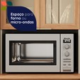 Paneleiro de Cozinha Castanha 700mm P/ Micro 4 Portas C/ Vidro Arenas/Freijó
