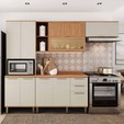 Cozinha Castanha 4 Peças 1 Porta com Vidro para Micro-Ondas - Arenas/Freijó