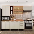 Cozinha Castanha 4 Peças 2 Portas com Vidro para Micro-Ondas - Arenas/Freijó