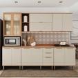 Cozinha Castanha 4 Peças 2 Portas com Vidro para Micro-Ondas - Arenas/Freijó