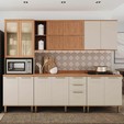 Cozinha Castanha 5 Peças 2 Portas Ripadas para Micro-Ondas - Arenas/Freijó