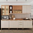 Cozinha Castanha 5 Peças 1 Portas Ripadas e 1 Porta com Vidro para Micro-Ondas - Arenas/Freijó