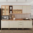 Cozinha Castanha 5 Peças 3 Portas com Vidro para Micro-Ondas - Arenas/Freijó
